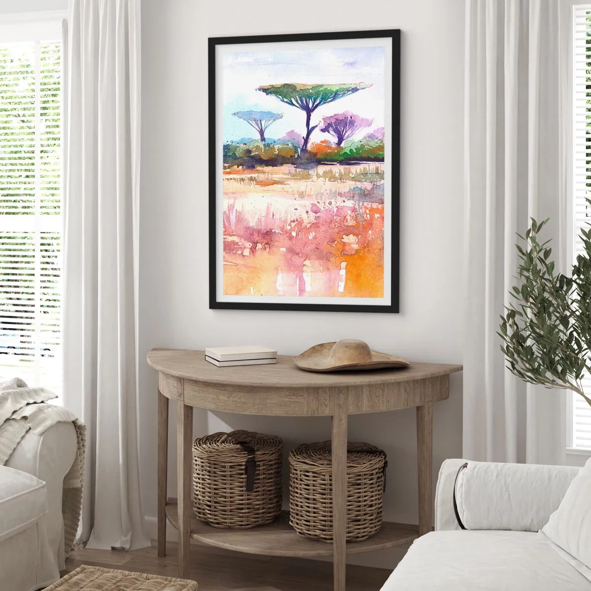 Pôster com moldura preta - Cores da savana - 70x100 cm