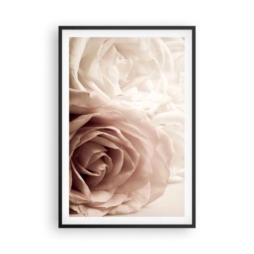 Pôster com moldura preta - No coração de uma rosa - 61x91 cm