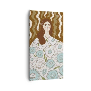 Quadro em tela - Retrato em um manto floral - 65x120 cm