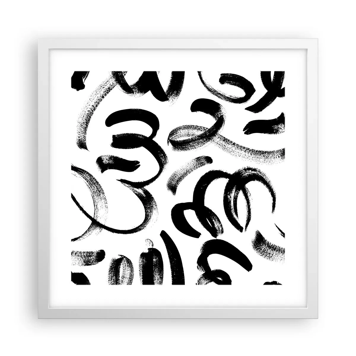 Pôster em moldura branca - Preto sobre branco - 40x40 cm