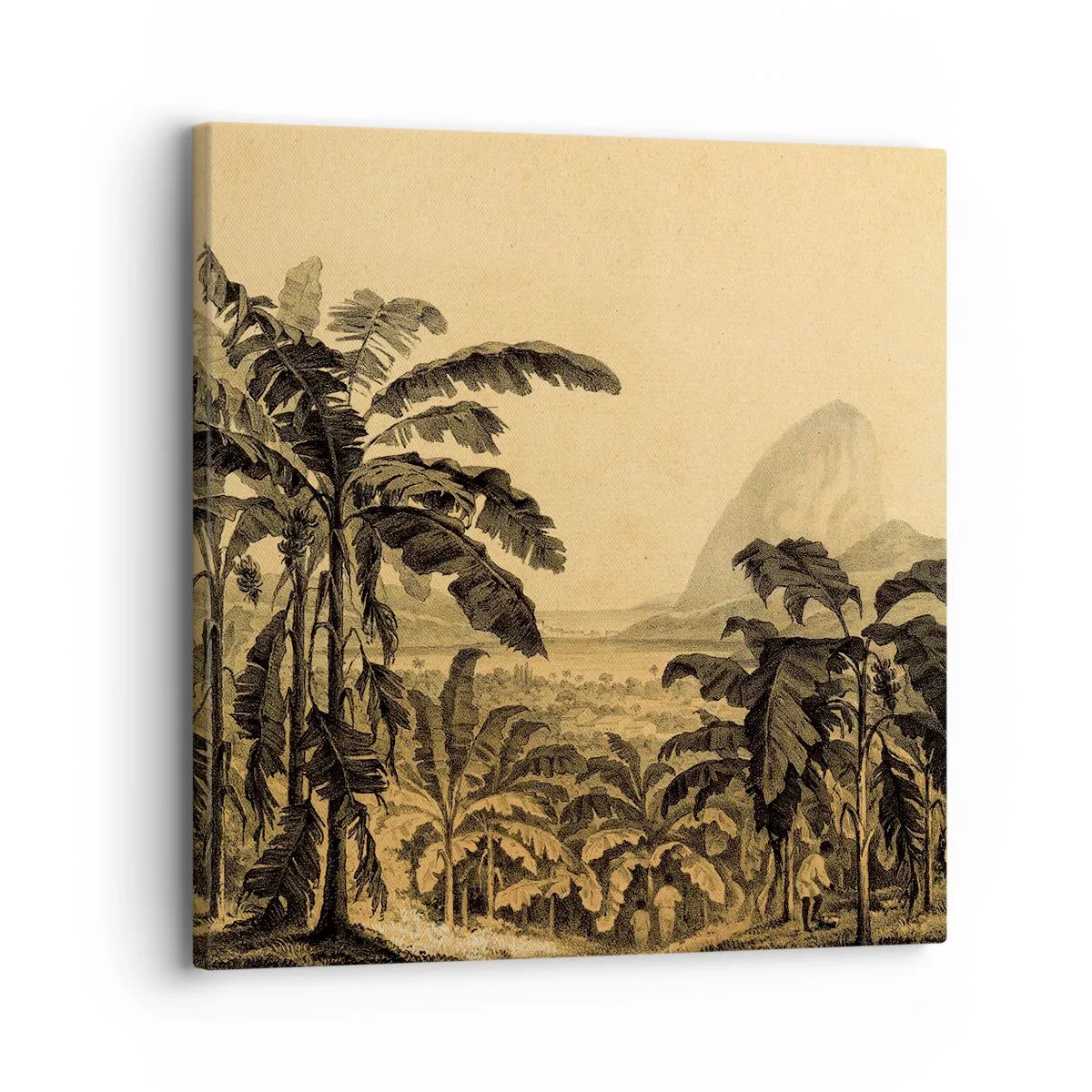 Quadro em tela - num clima colonial - 30x30 cm