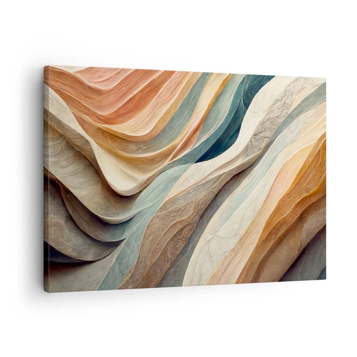 Quadro em tela - Ondas abstratas em tons pastéis - 70x50cm - O momento antes da mudança - Decoração de parede moderna para a sala de estar e quarto ARTTOR