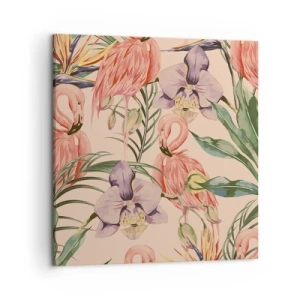 Quadro em tela - Balé rosa em flores - 50x50 cm