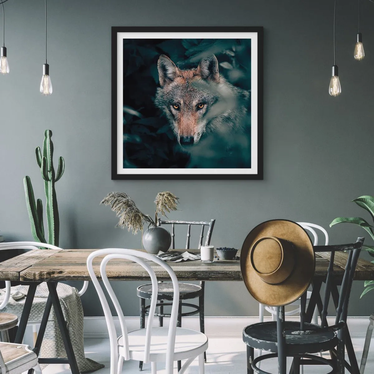 Pôster com moldura preta - Caçador - 30x30 cm