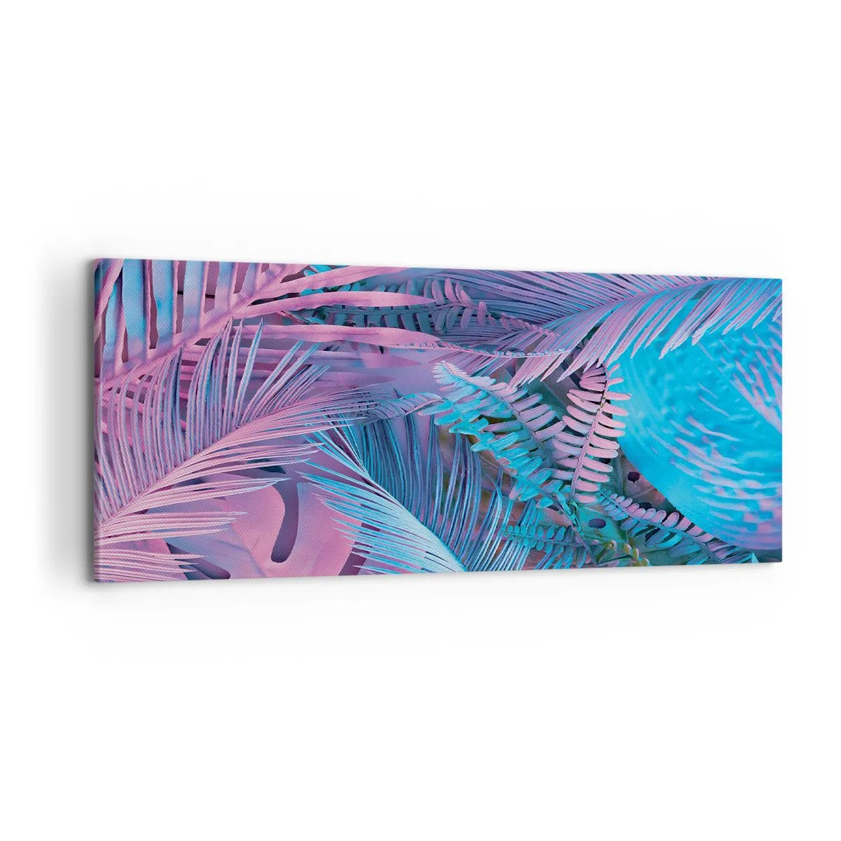 Quadro em tela - Trópicos em rosa e azul - 100x40 cm