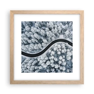 Pôster com moldura de carvalho claro - Pelaa floresta no inverno - 30x30 cm