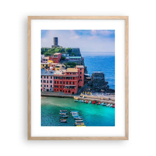 Pôster com moldura de carvalho claro - Cidade mágica mediterrânea - 40x50 cm