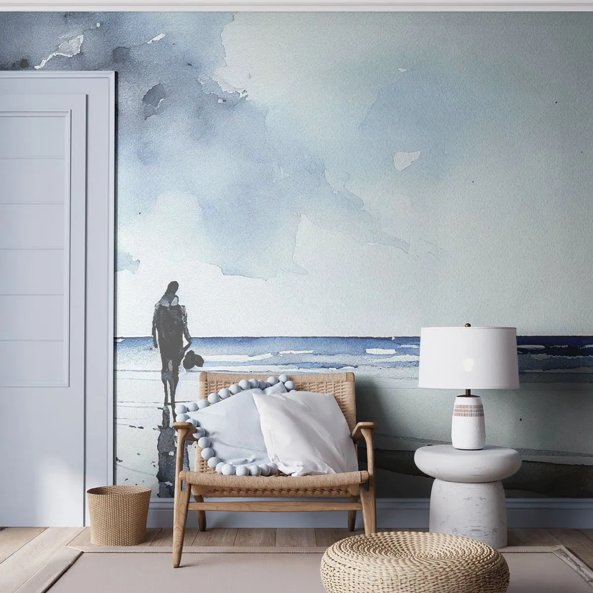 Papel de Parede Premium Sand - Conversa com o mar - Sozinho, Homem, Costa - 200x140 cm