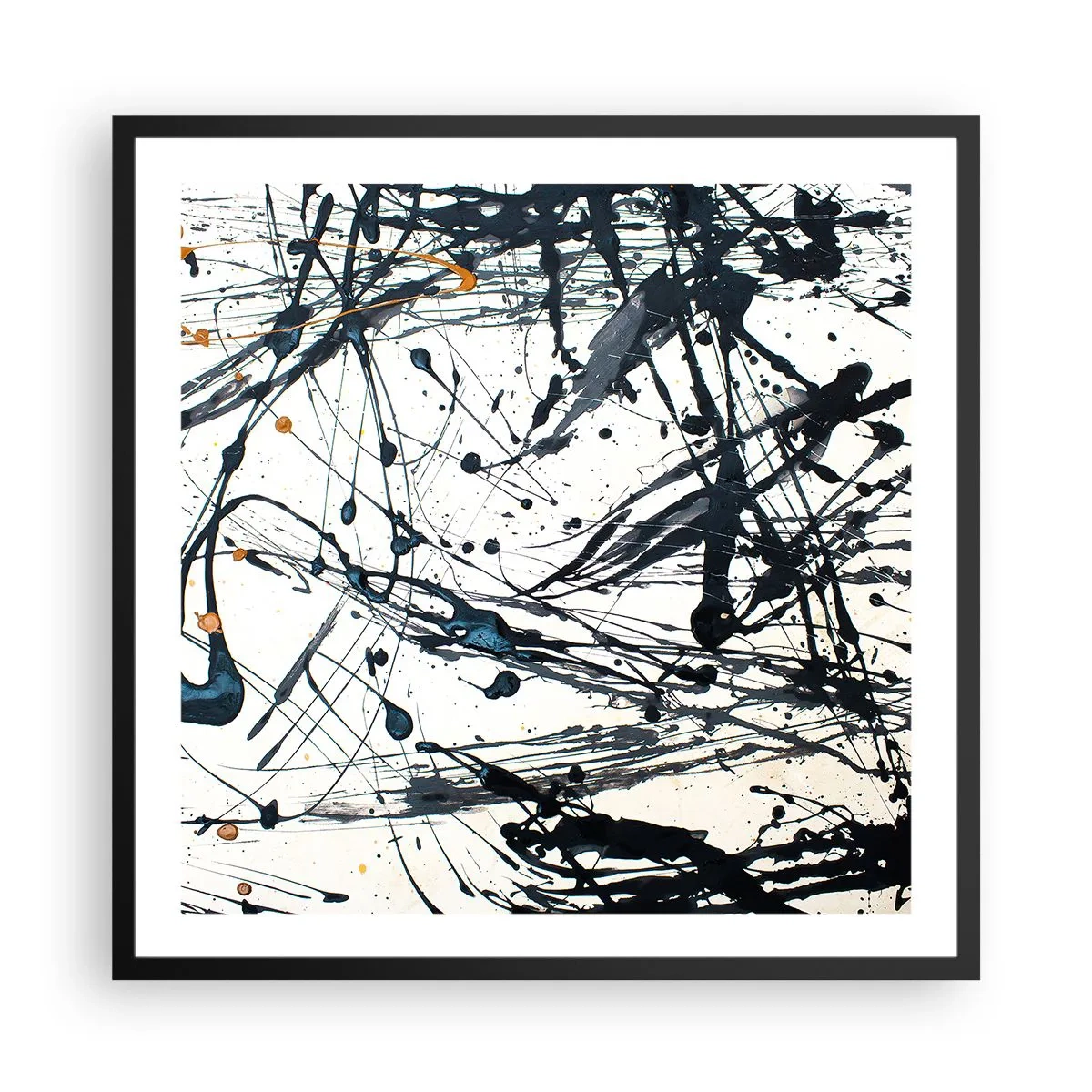 Pôster com moldura preta - Abstração expressionista - 60x60 cm