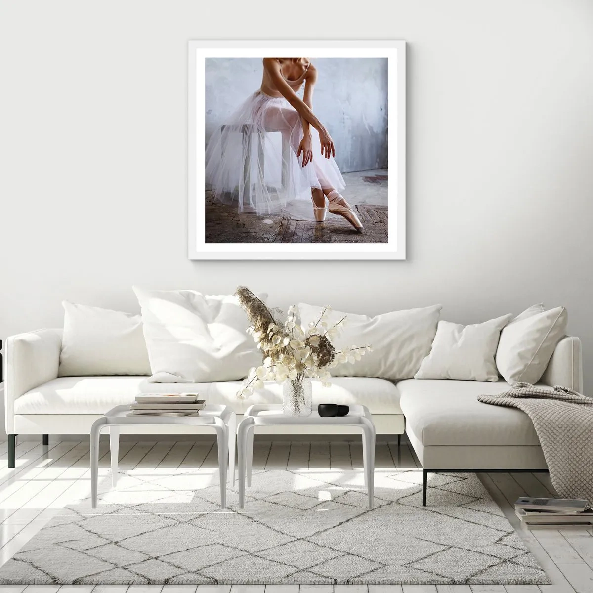 Pôster em moldura branca - Antes das luzes da ribalta ascenderem - 60x60 cm