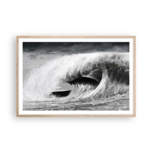 Pôster com moldura de carvalho claro - A ira do oceano - 91x61 cm