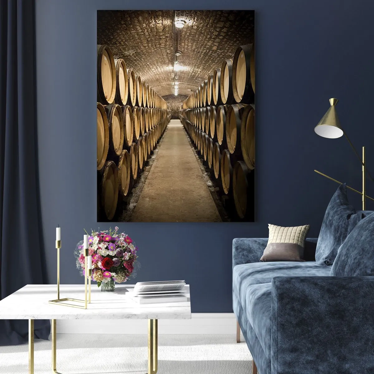 Quadro em vidro - Em um porão de tijolos - 70x100 cm