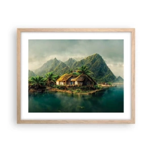 Pôster com moldura de carvalho claro - Paraíso Tropical - 50x40 cm