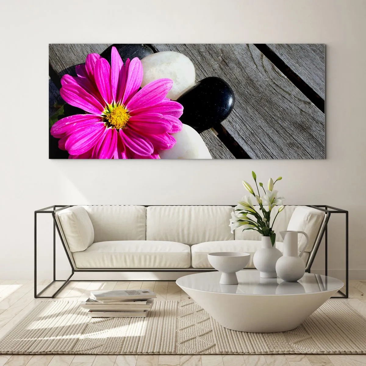 Quadro em vidro - Descanso no cais - 90x30 cm