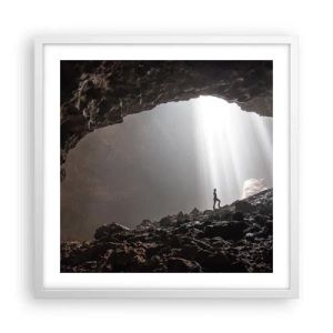 Pôster em moldura branca - Gruta luminosa - 50x50 cm