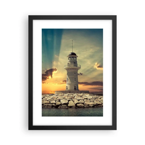 Pôster com moldura preta - Luz - Bondade - Beleza - 30x40 cm