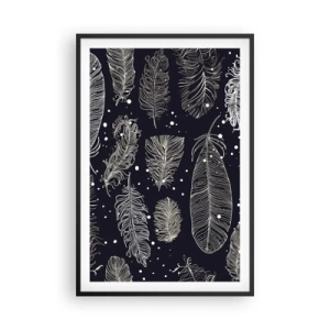 Pôster com moldura preta - Rendas de penas - 61x91 cm