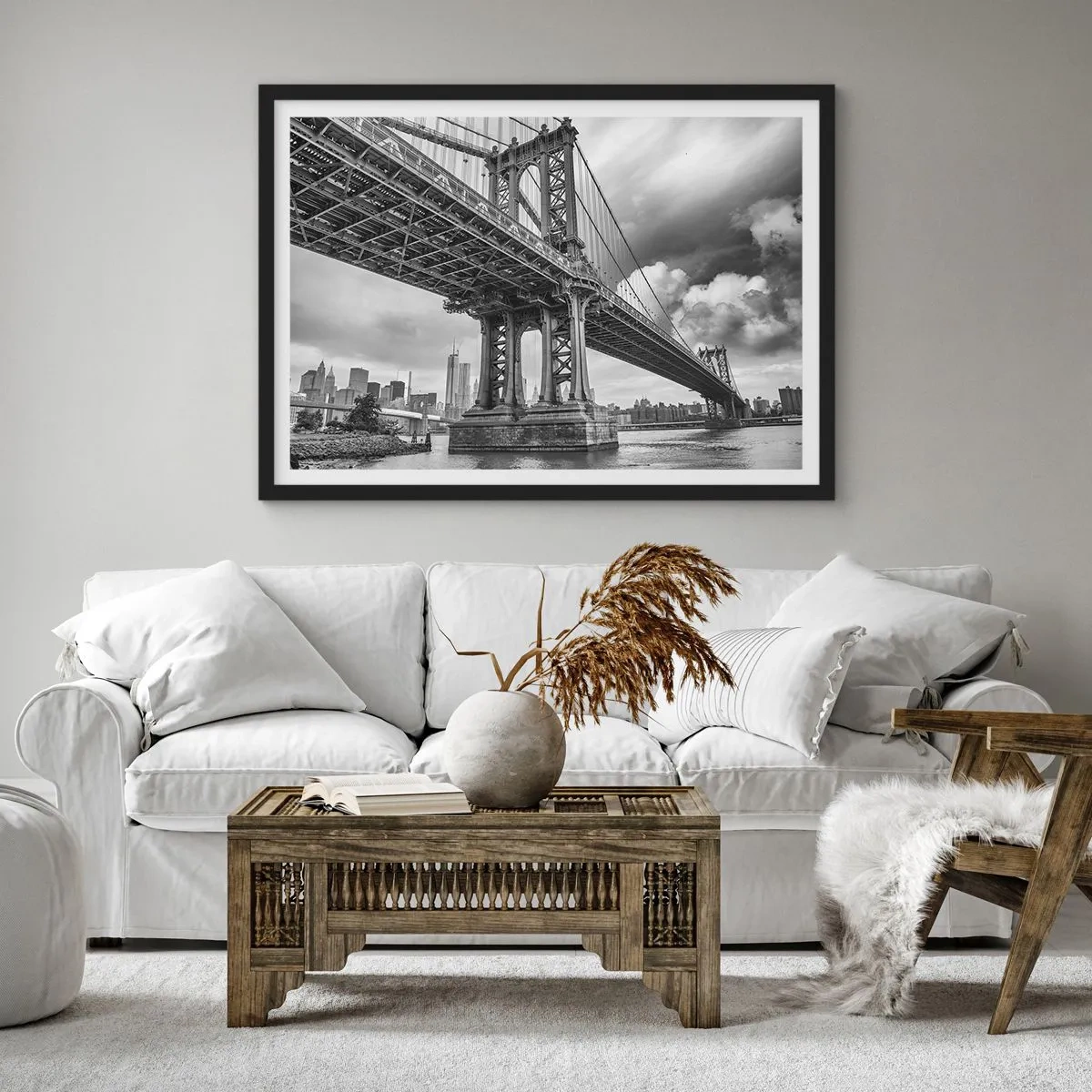 Pôster com moldura preta - Ao coração da cidade - 100x70 cm