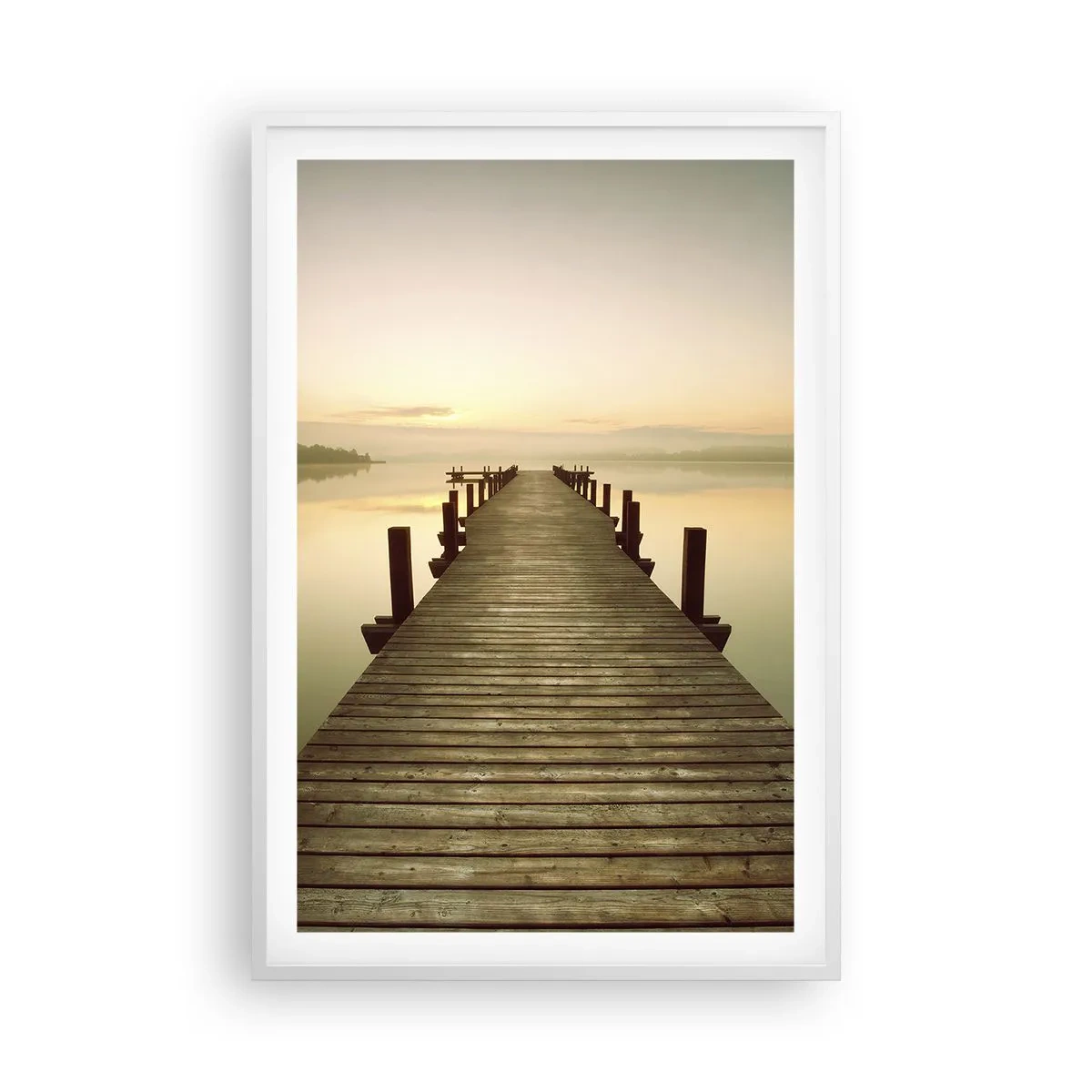 Pôster em moldura branca - Antes do amanhecer, nascer do sol, luz - 61x91 cm