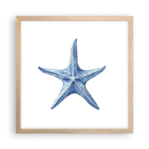 Pôster com moldura de carvalho claro - Estrela do mar - 40x40 cm