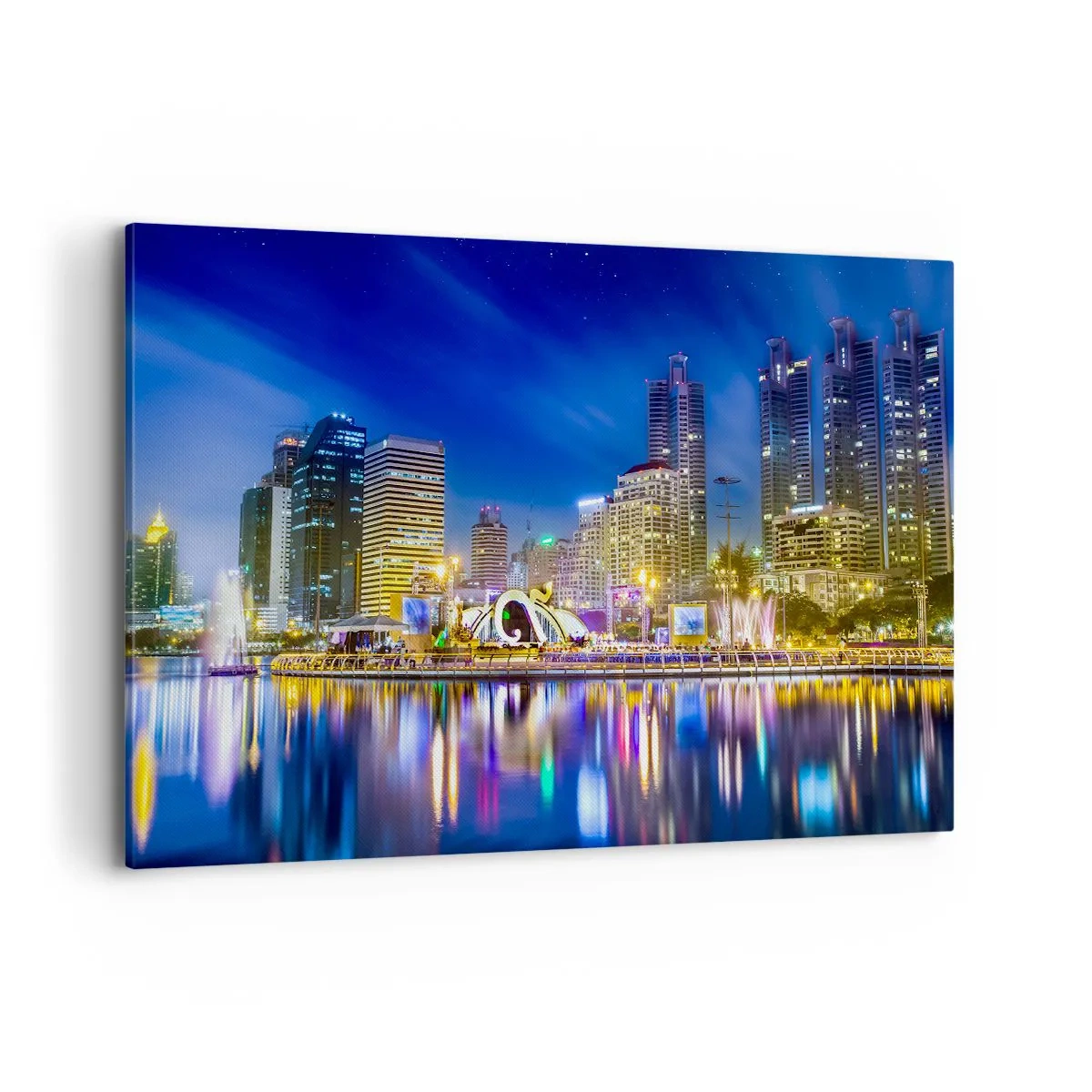 Quadro em tela - Noite arco-íris da metrópole - 120x80 cm