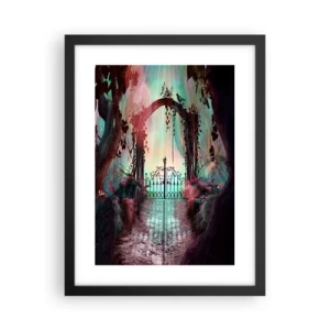 Pôster com moldura preta - Jardim secreto - 30x40 cm