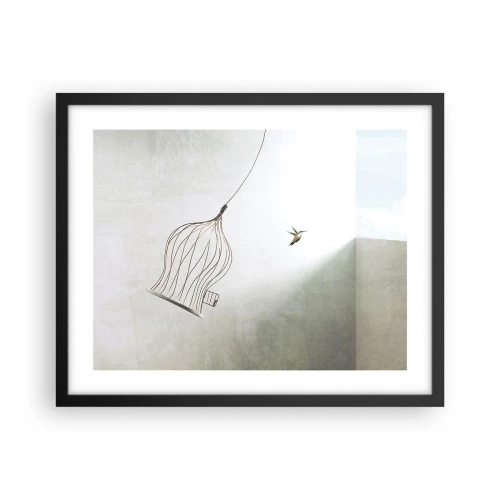 Pôster com moldura preta - Enfim a liberdade - 50x40 cm