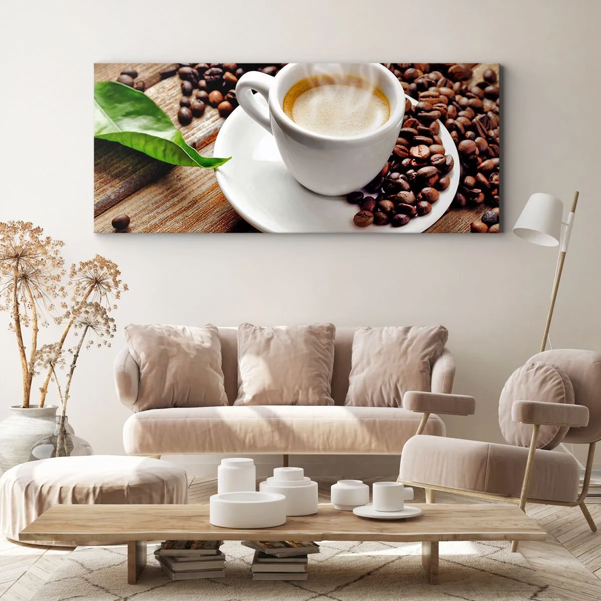 Quadro em tela - Pausa para um café - 100x40 cm