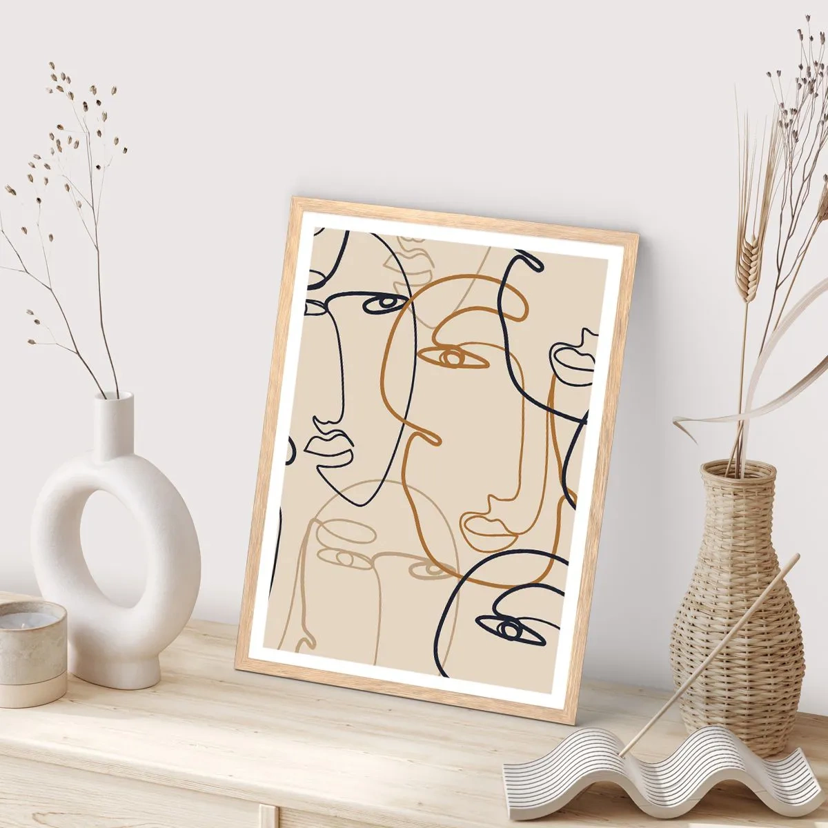 Pôster com moldura de carvalho claro - Retrato multiplicado - 40x50 cm