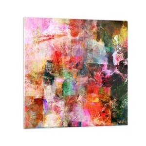 Quadro em vidro - Viagem rosa - 30x30 cm