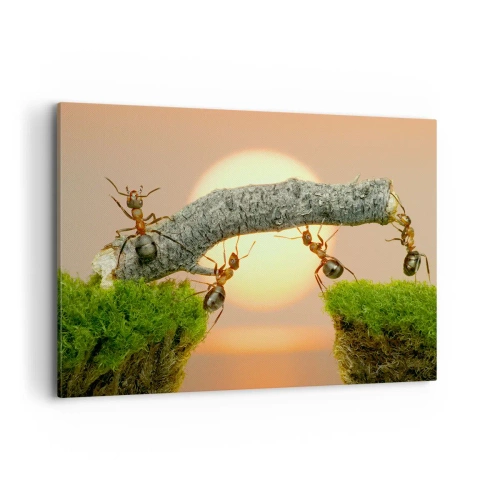 Quadro em tela - Trabalho alegre e colaborativo - 120x80 cm