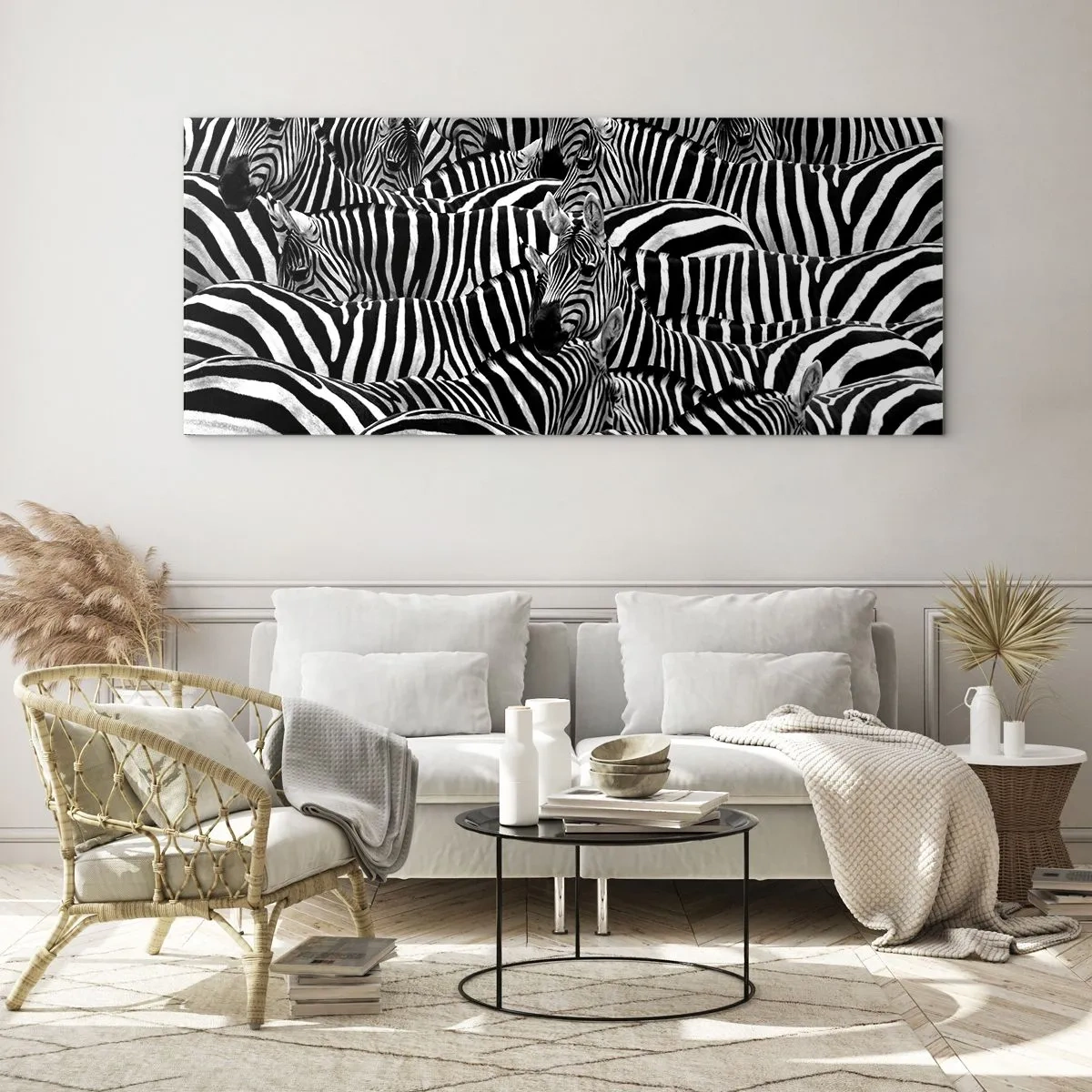 Quadro em vidro - Retrato de grupo em listras - 140x50 cm
