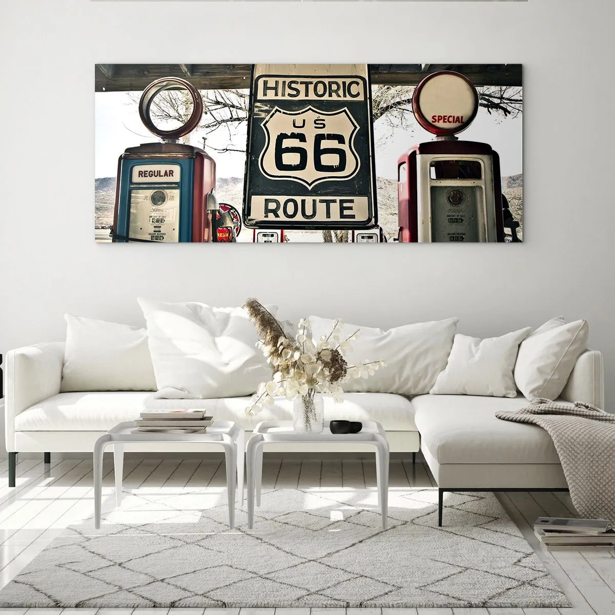 Quadro em vidro - Viagens retro americanas - 100x40 cm