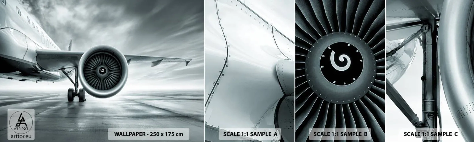 Amostra de papel de parede autocolante Deluxe Sticker - Há poder! - Avião, Viagem, Negócios - 100x30 cm