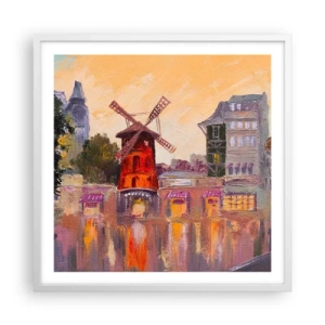 Pôster em moldura branca - Ícones parisienses – Moulin Rouge - 60x60 cm