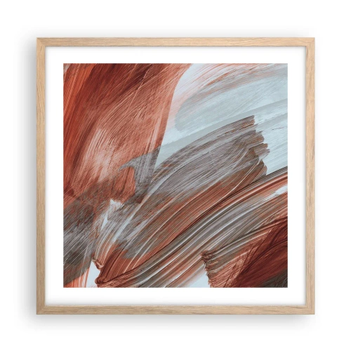 Pôster com moldura de carvalho claro - Abstração de outono e vento - 50x50 cm
