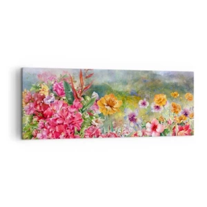 Quadro em tela - O jardim que enlouqueceu - 140x50 cm