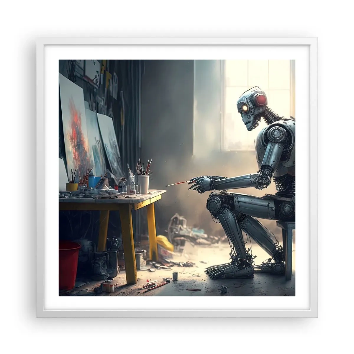 Pôster em moldura branca - O ato de criação - 60x60 cm