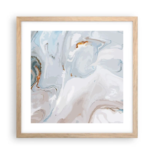 Pôster com moldura de carvalho claro - Branco elevado - 40x40 cm