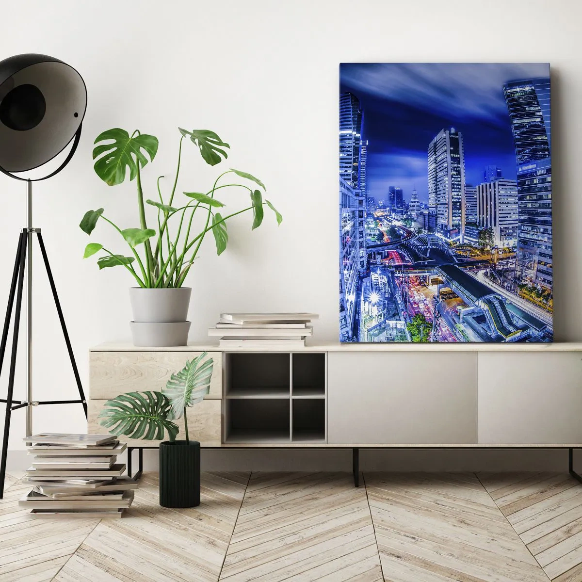 Quadro em tela - Ritmos da cidade noturna - 50x70 cm
