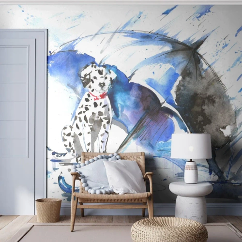 Papel de Parede Autocolante Deluxe Sticker - É para isso que serve um amigo - Abstração, Cachorro, Chuva - 100x70 cm