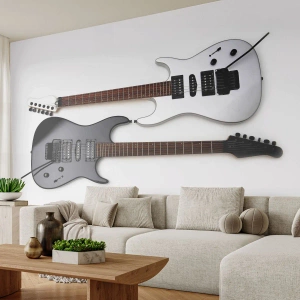 Papel de Parede Premium Canvas - Harmonia das formas - Música, Guitarra elétrica, Um instrumento musical - 150x105 cm