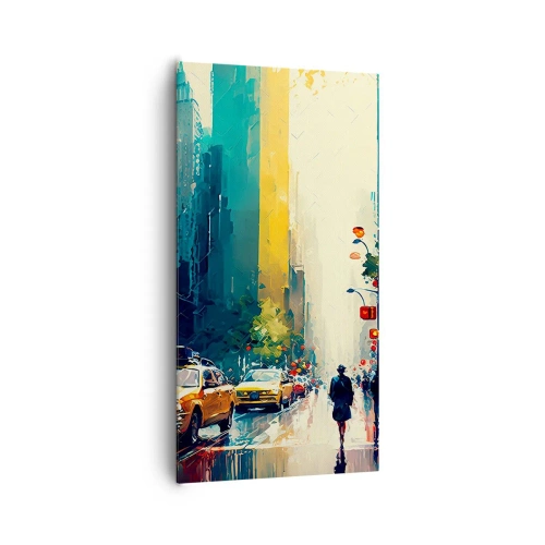 Quadro em tela - Nova York – até a chuva é colorida aqui - 65x120 cm