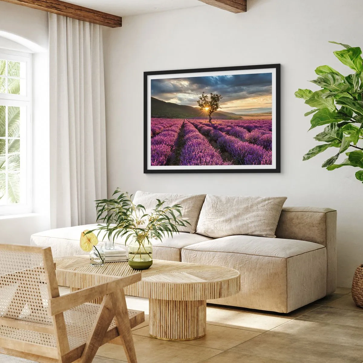 Pôster com moldura preta - Aroma lilás - 50x40 cm
