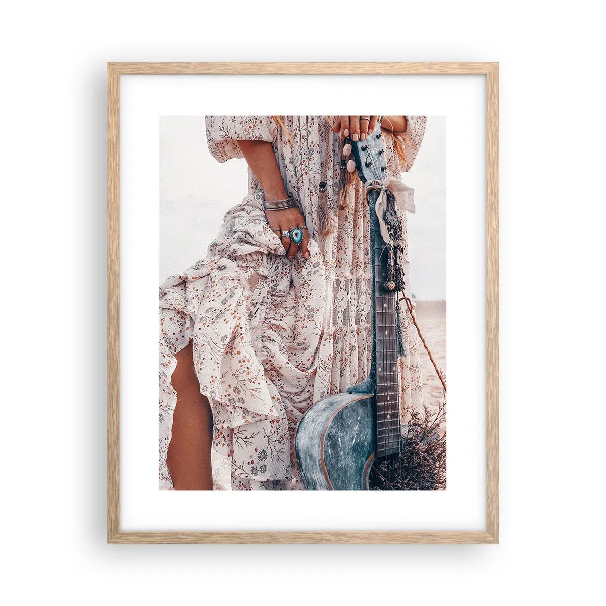 Pôster com moldura de carvalho claro - Flores a caminho - 40x50 cm