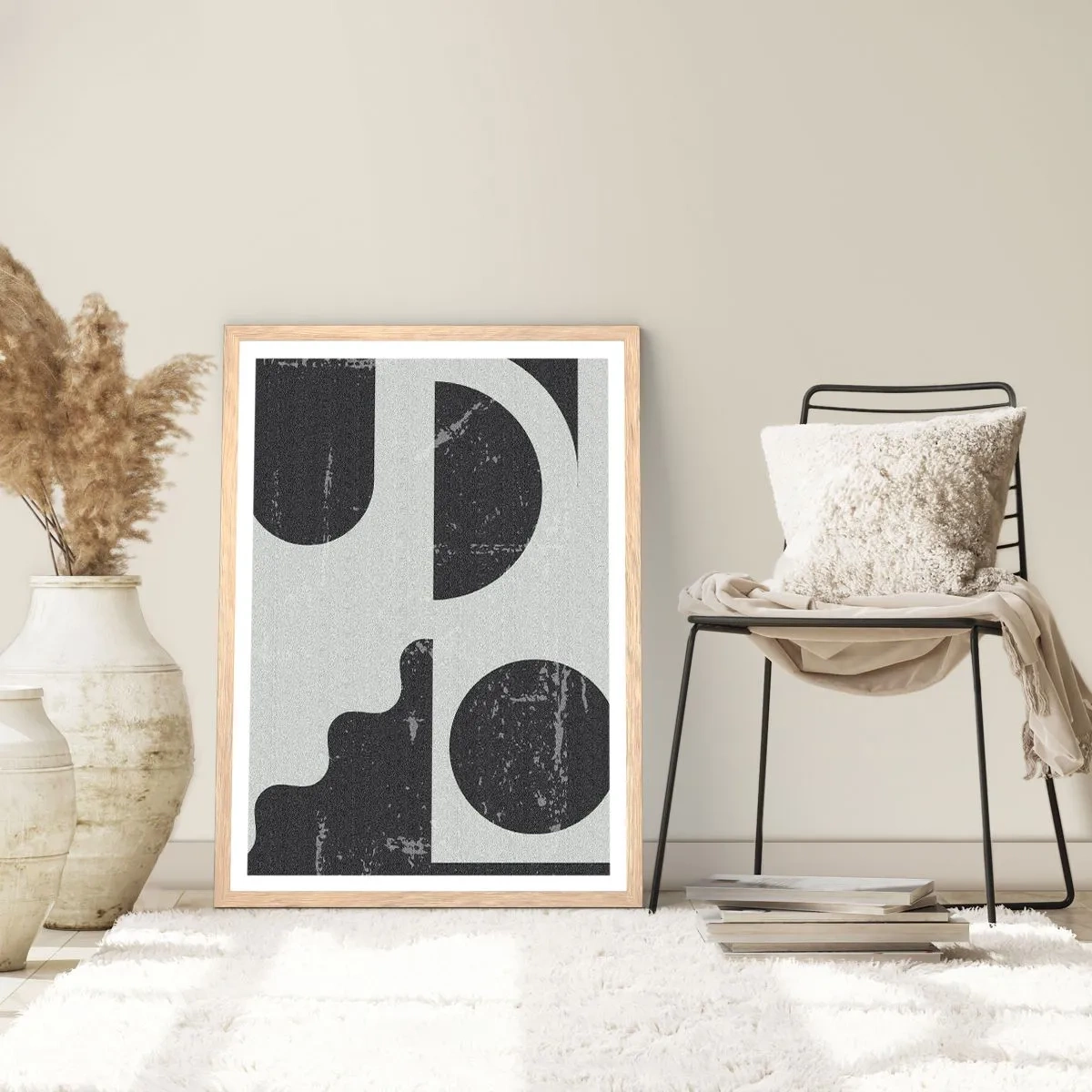 Pôster com moldura de carvalho claro - Composição acima e abaixo - 70x100 cm