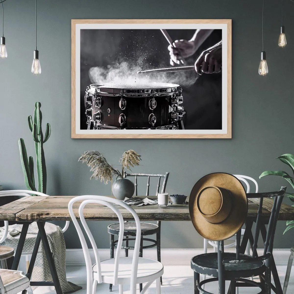 Pôster com moldura de carvalho claro - Pulso da música - 91x61 cm