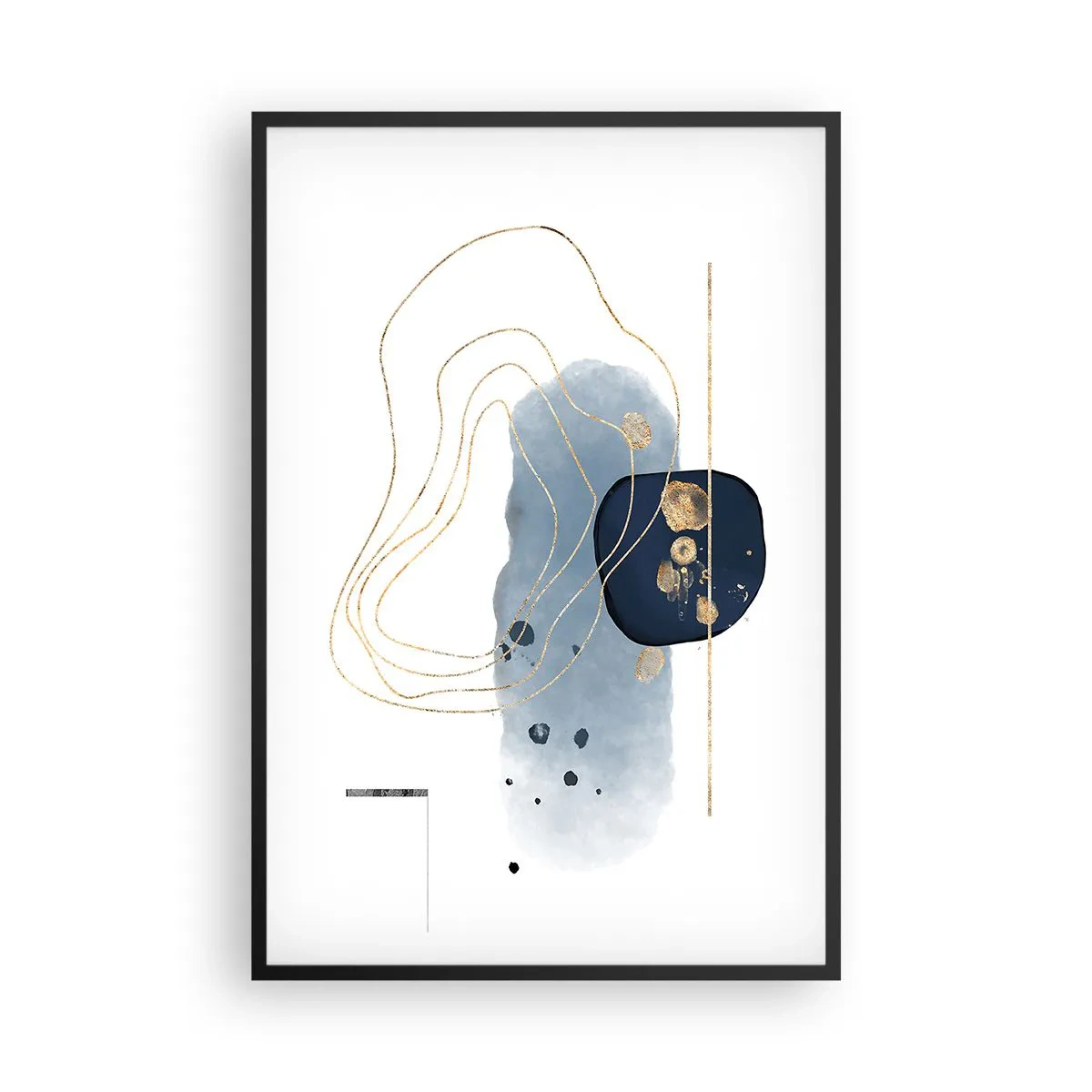 Pôster com moldura preta - Fantasia azul e dourada - 61x91 cm