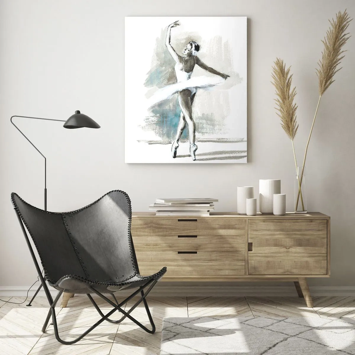 Quadro em vidro - Encantada num cisne - 50x70 cm