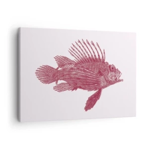 Quadro em tela - Desenho de um peixe em tom vermelho - 70x50cm - Um habitante de águas exóticas - Decoração de parede moderna para a sala de estar e quarto ARTTOR
